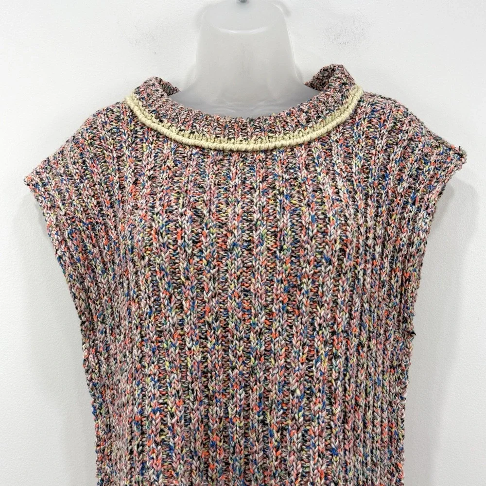 Free People Desert Heat Sweater Vest XS Rainbow Boho Hippie Indie Marled Retro